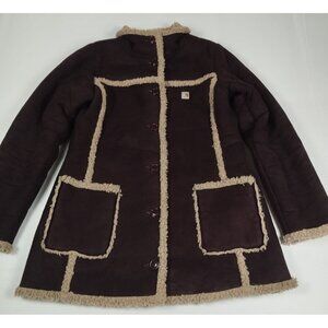 Carhartt Women S Brown Faux Suede Sherpa Lined Fleece Jacket Button Up Coat